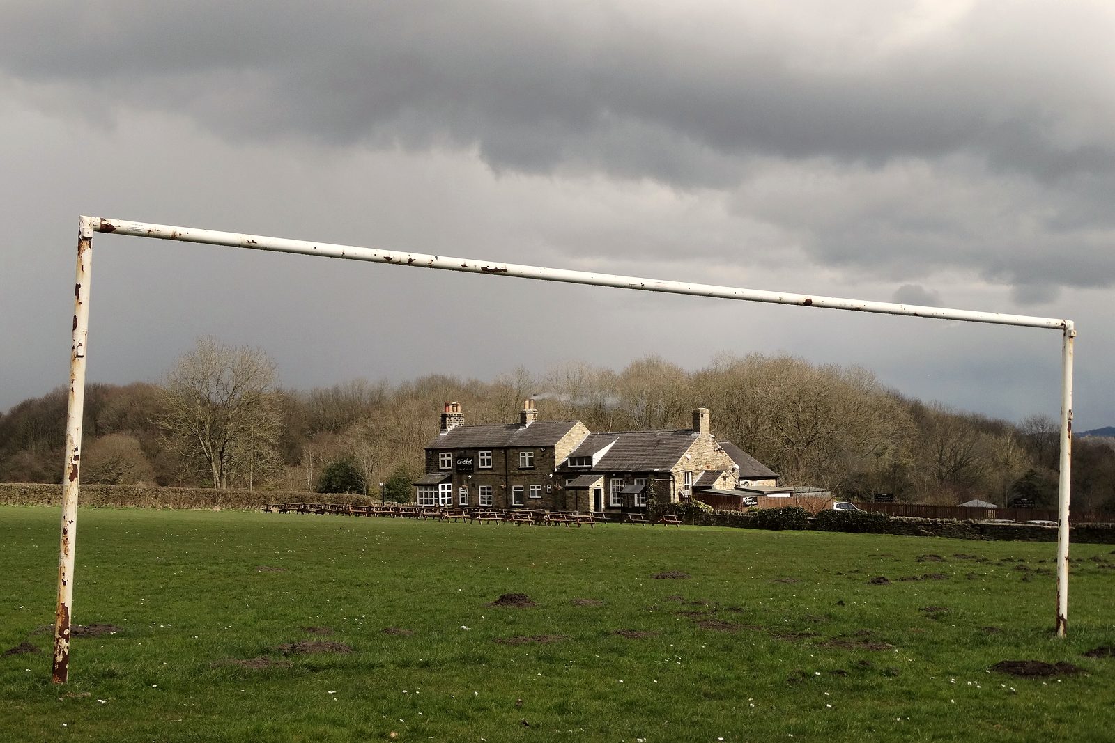 A goalmouth on an empty pitch