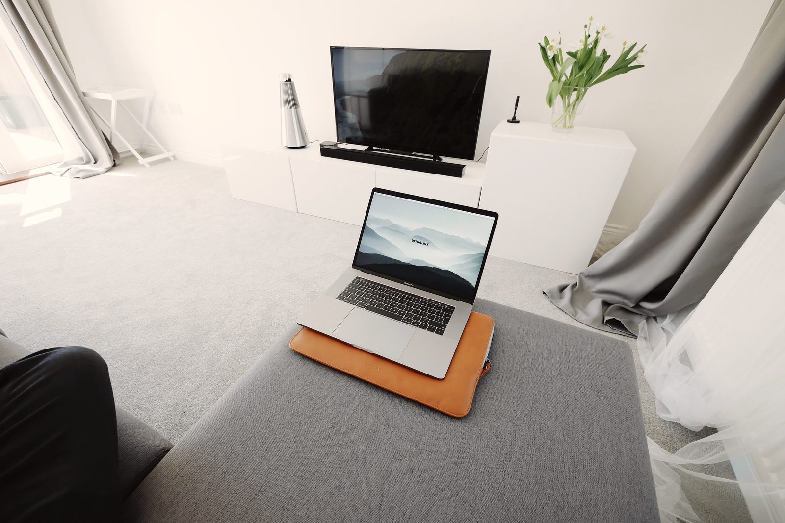 A television set in a living room