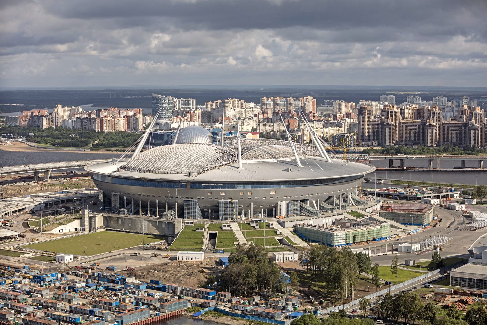 A stadium seen from the air